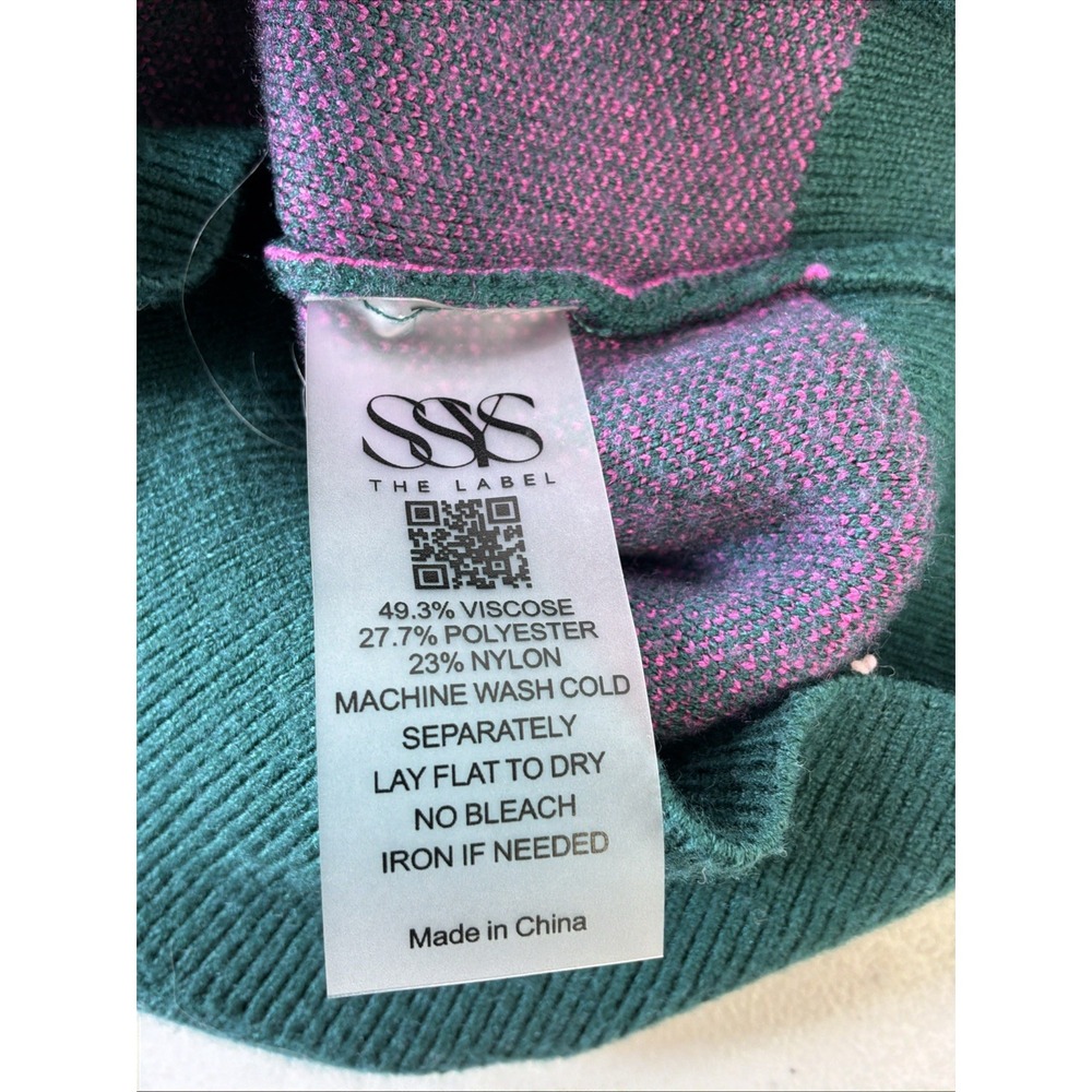 SSYS The Label Womens "Joy" Sweater Crew Neck Christmas Green Holiday Sz M Cozy - Picture 5 of 7